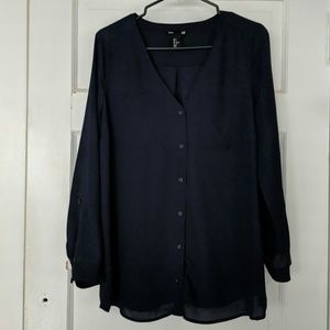 H&M maternity navy button up blouse
